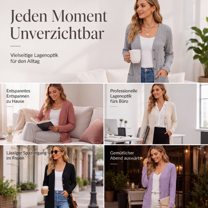 Strickjacke in mittellanger Länge mit Taschen