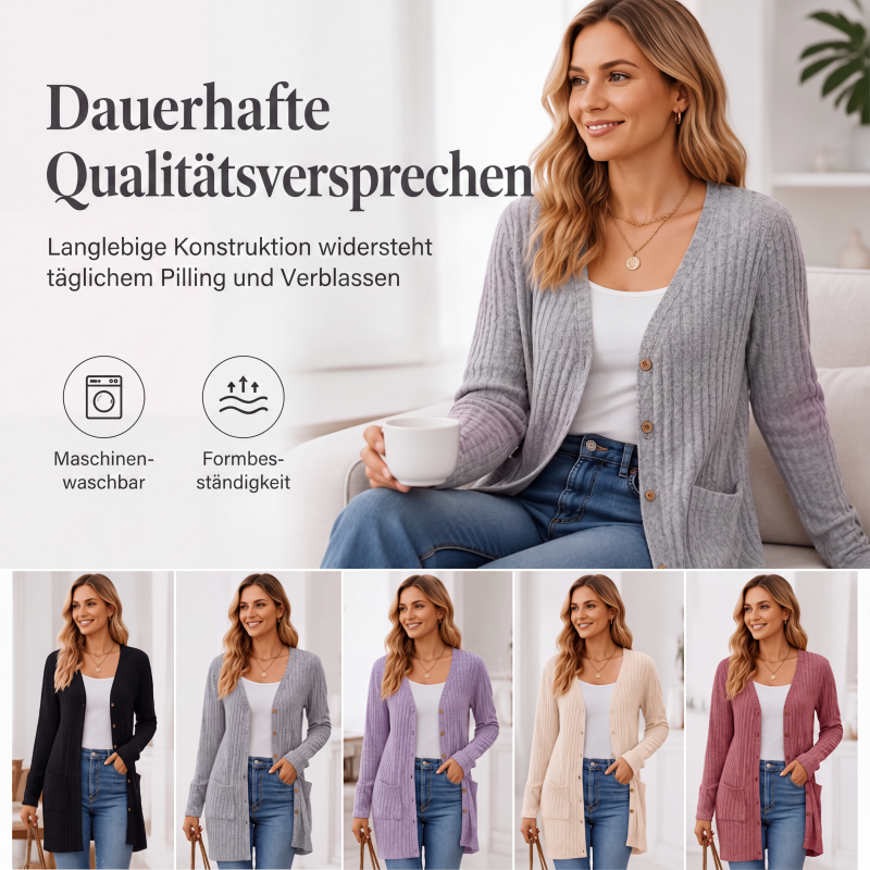 Strickjacke in mittellanger Länge mit Taschen