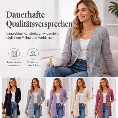 Strickjacke in mittellanger Länge mit Taschen