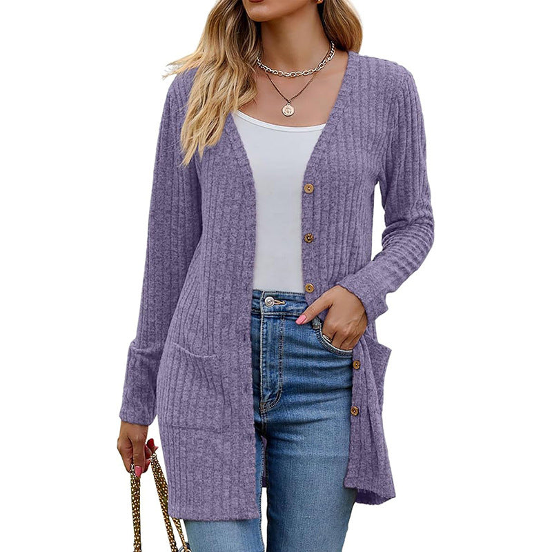 Strickjacke in mittellanger Länge mit Taschen