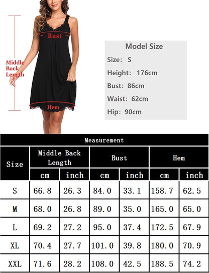 🌙👗50 % Rabatt！💤Elegantes Nachthemd mit V-Ausschnitt und Spitze