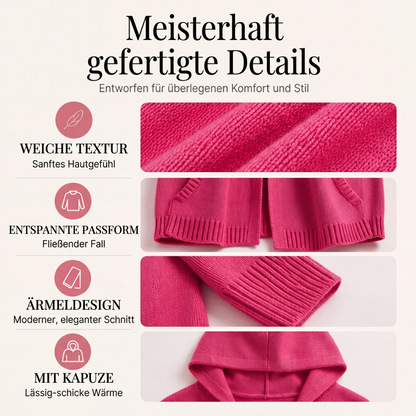 Gestrickte Cardigan mit Kapuze und 3/4-Ärmeln für Damen