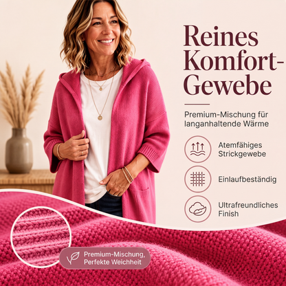 Gestrickte Cardigan mit Kapuze und 3/4-Ärmeln für Damen