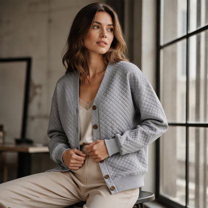 Legere gesteppte Damenjacke mit Knopfleiste