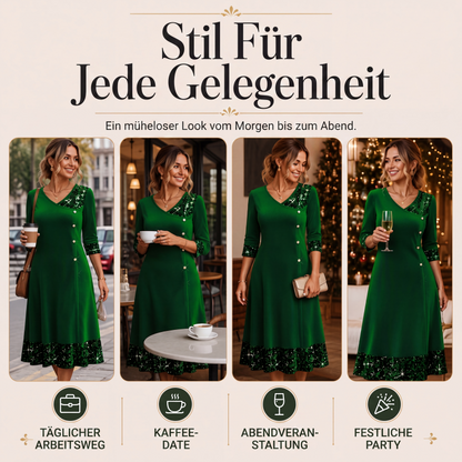 Elegantes Paillettenkleid mit V-Ausschnitt für Damen