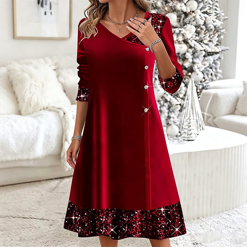Elegantes Paillettenkleid mit V-Ausschnitt für Damen