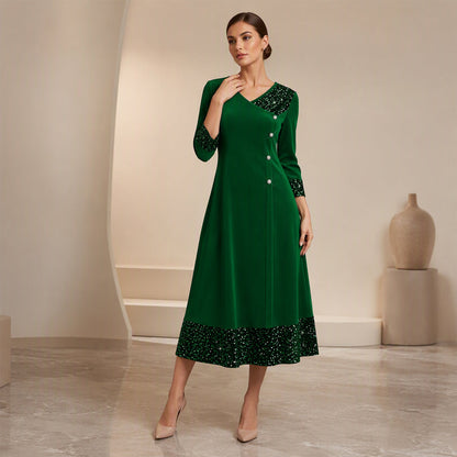 Elegantes Paillettenkleid mit V-Ausschnitt für Damen