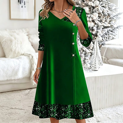 Elegantes Paillettenkleid mit V-Ausschnitt für Damen