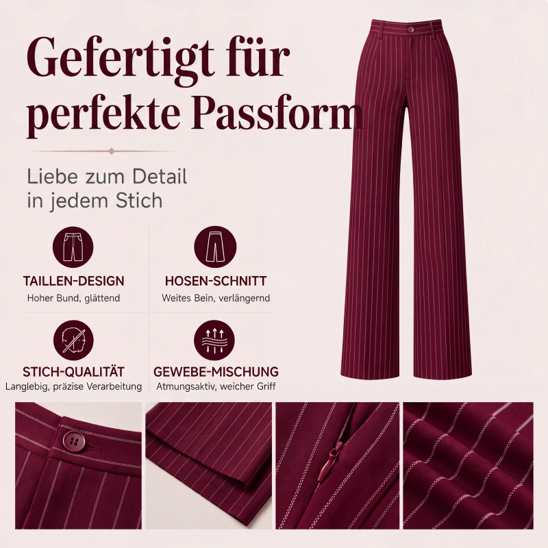 Hochhausige gestreifte Weithosen für Damen