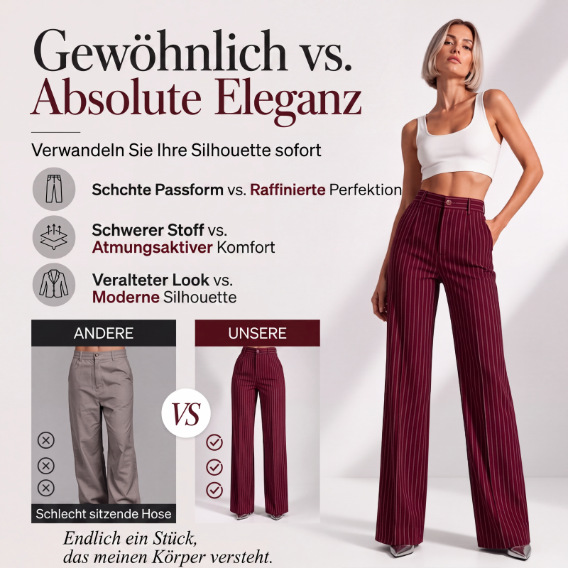 Hochhausige gestreifte Weithosen für Damen