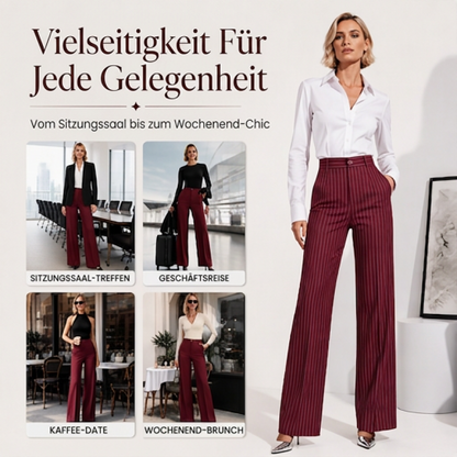 Hochhausige gestreifte Weithosen für Damen