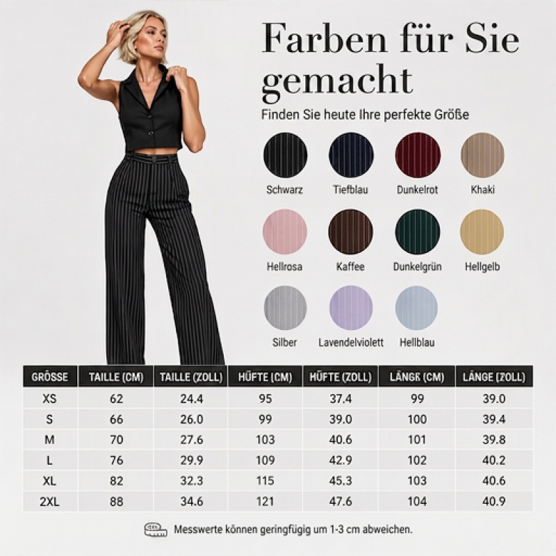 Hochhausige gestreifte Weithosen für Damen