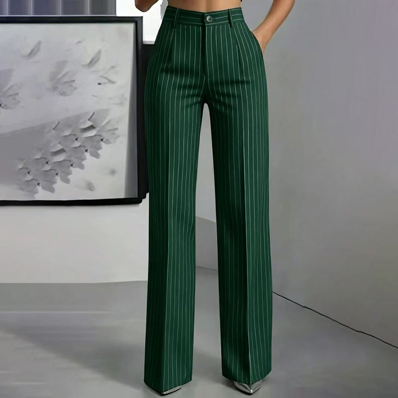 Hochhausige gestreifte Weithosen für Damen