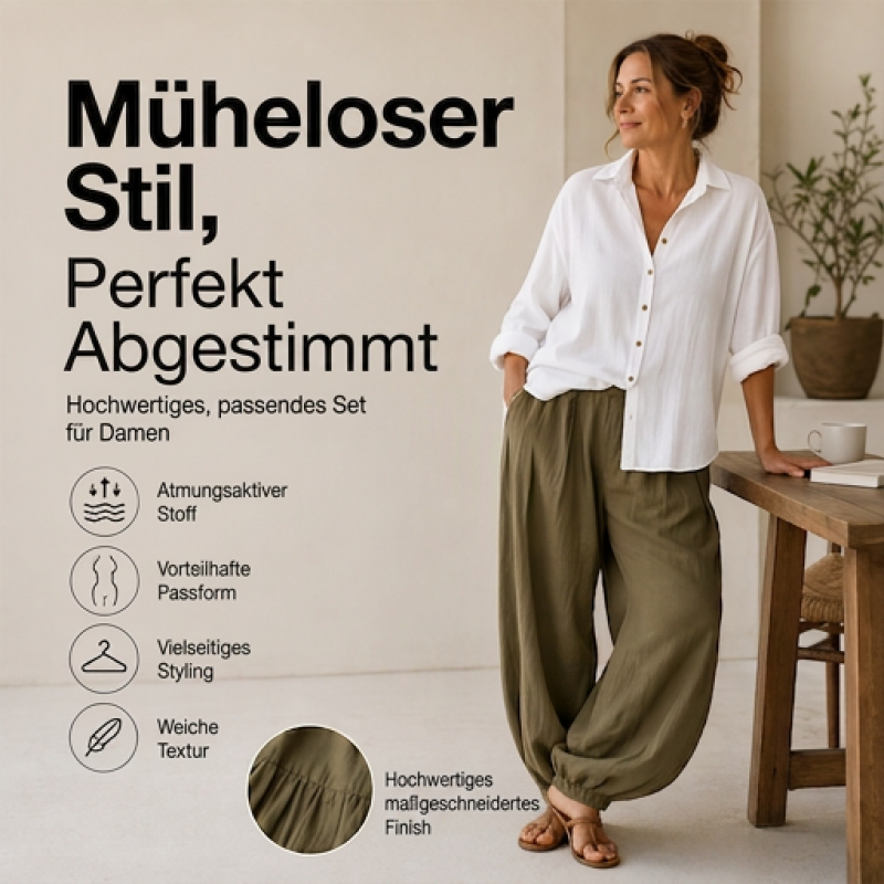 👚 Weites Hemd & Fallhosen-Set für Damen – Lässiger Look, fließender Stoff & vielseitig kombinierbar | Perfekt für Alltag, Büro & besondere Anlässe – Jetzt -50%! versandfrei