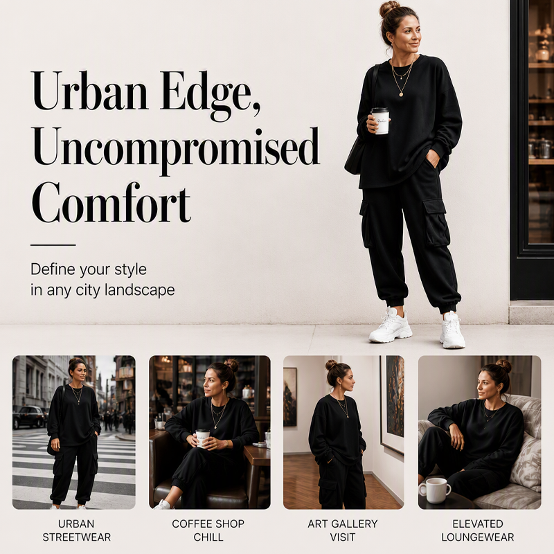 🌸 Set mit Rundhals-Top & Cargohose – Lässiger Stil, weicher Stoff & praktische Taschen – Ideal für aktive Tage & entspannte Stunden versandfrei