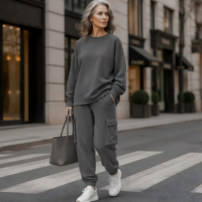 🌸 Set mit Rundhals-Top & Cargohose – Lässiger Stil, weicher Stoff & praktische Taschen – Ideal für aktive Tage & entspannte Stunden versandfrei
