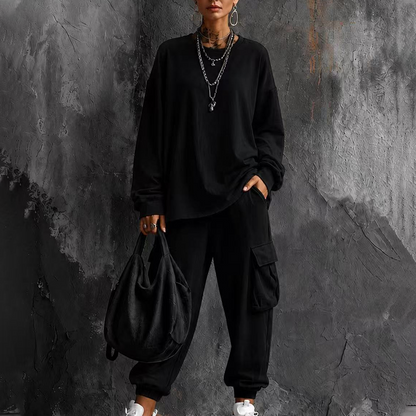 🌸 Set mit Rundhals-Top & Cargohose – Lässiger Stil, weicher Stoff & praktische Taschen – Ideal für aktive Tage & entspannte Stunden versandfrei