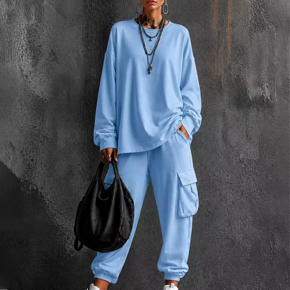 🌸 Set mit Rundhals-Top & Cargohose – Lässiger Stil, weicher Stoff & praktische Taschen – Ideal für aktive Tage & entspannte Stunden versandfrei