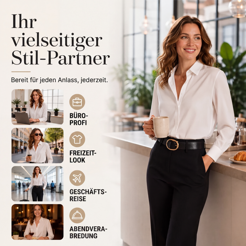 🌸 Satin-Bluse mit langen Ärmeln – Leichter Stoff, femininer Schnitt & edle Optik – Ideal für warme Tage & stilvolle Abende
