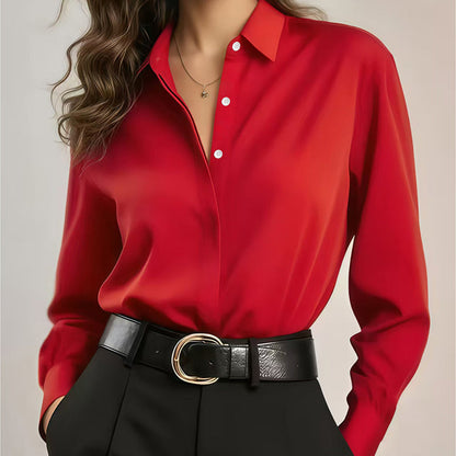 🌸 Satin-Bluse mit langen Ärmeln – Leichter Stoff, femininer Schnitt & edle Optik – Ideal für warme Tage & stilvolle Abende