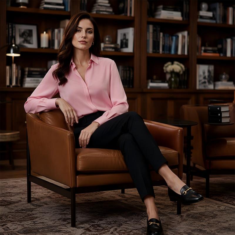 🌸 Satin-Bluse mit langen Ärmeln – Leichter Stoff, femininer Schnitt & edle Optik – Ideal für warme Tage & stilvolle Abende