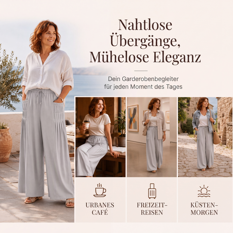 👖 Weite Damenhose aus Baumwolle & Leinen – Leichter Naturmix, lockerer Schnitt & luftiger Tragekomfort | Perfekt für warme Tage, Urlaub & Freizeit – Jetzt -50%!