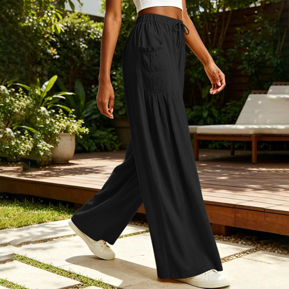 👖 Weite Damenhose aus Baumwolle & Leinen – Leichter Naturmix, lockerer Schnitt & luftiger Tragekomfort | Perfekt für warme Tage, Urlaub & Freizeit – Jetzt -50%!