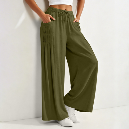 👖 Weite Damenhose aus Baumwolle & Leinen – Leichter Naturmix, lockerer Schnitt & luftiger Tragekomfort | Perfekt für warme Tage, Urlaub & Freizeit – Jetzt -50%!