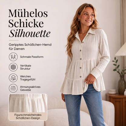 👚 Langarmshirt mit Kräuselstruktur für Damen – Feines Rüschen-Detail, weicher Stoff & vielseitig kombinierbar | Perfekt für Alltag, Büro & besondere Anlässe – Jetzt -50%!