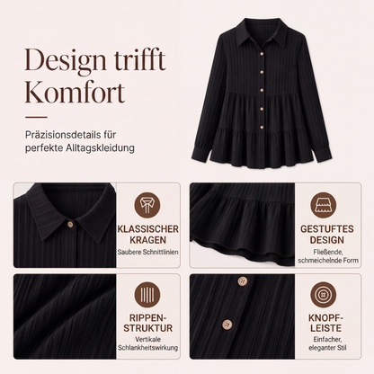 👚 Langarmshirt mit Kräuselstruktur für Damen – Feines Rüschen-Detail, weicher Stoff & vielseitig kombinierbar | Perfekt für Alltag, Büro & besondere Anlässe – Jetzt -50%!