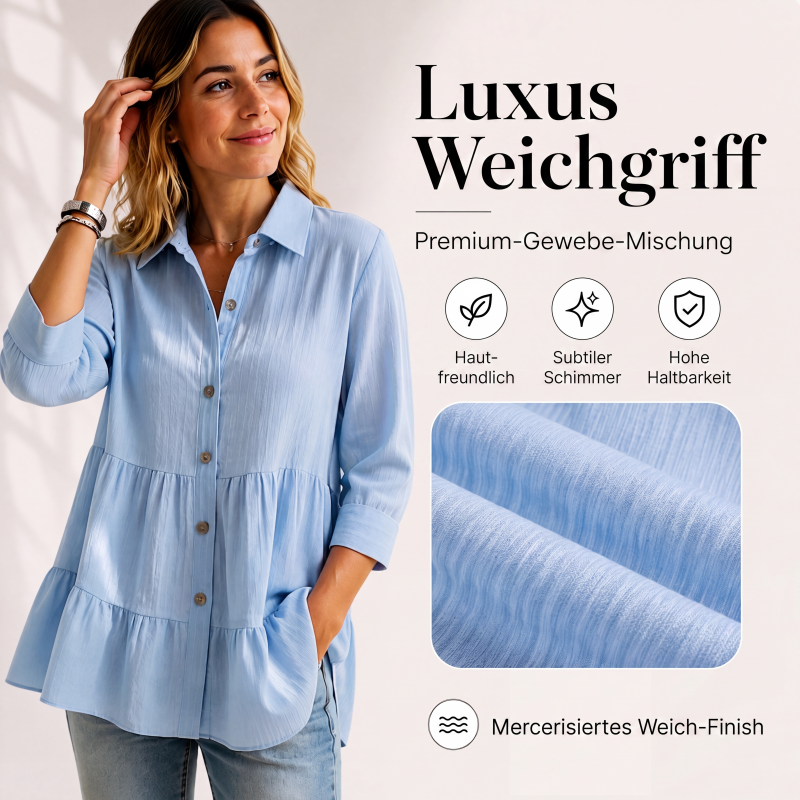 👚 Langarmshirt mit Kräuselstruktur für Damen – Feines Rüschen-Detail, weicher Stoff & vielseitig kombinierbar | Perfekt für Alltag, Büro & besondere Anlässe – Jetzt -50%!