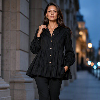 👚 Langarmshirt mit Kräuselstruktur für Damen – Feines Rüschen-Detail, weicher Stoff & vielseitig kombinierbar | Perfekt für Alltag, Büro & besondere Anlässe – Jetzt -50%!