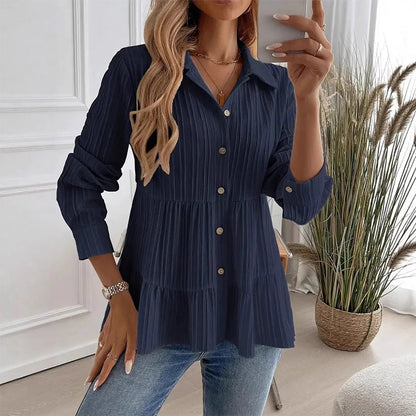 👚 Langarmshirt mit Kräuselstruktur für Damen – Feines Rüschen-Detail, weicher Stoff & vielseitig kombinierbar | Perfekt für Alltag, Büro & besondere Anlässe – Jetzt -50%!