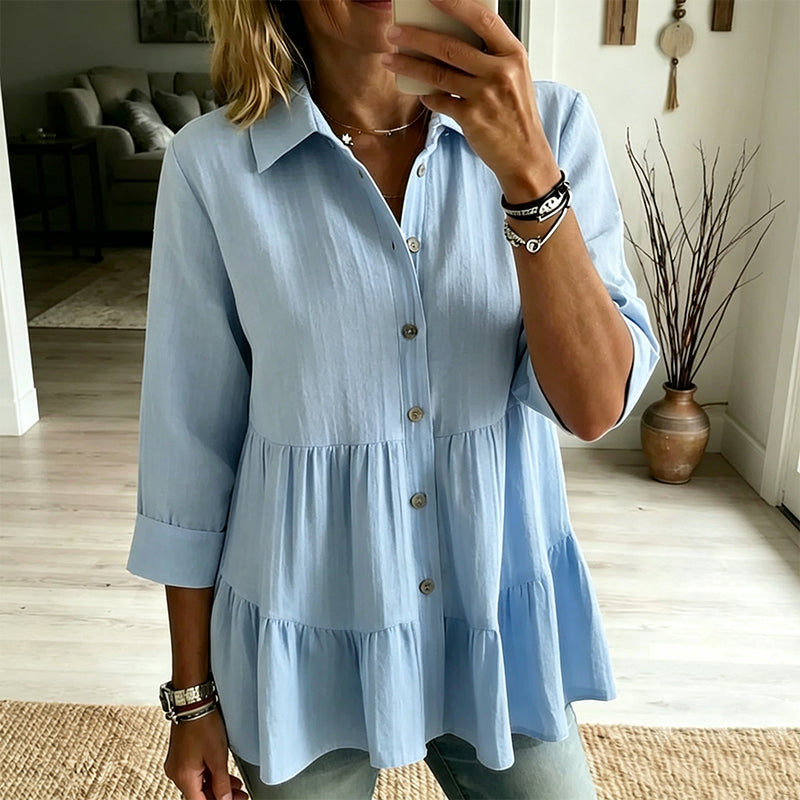 👚 Langarmshirt mit Kräuselstruktur für Damen – Feines Rüschen-Detail, weicher Stoff & vielseitig kombinierbar | Perfekt für Alltag, Büro & besondere Anlässe – Jetzt -50%!