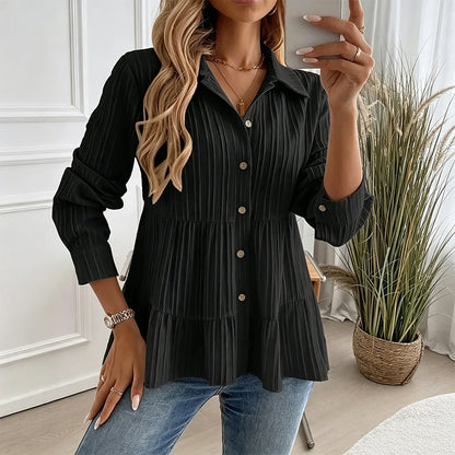 👚 Langarmshirt mit Kräuselstruktur für Damen – Feines Rüschen-Detail, weicher Stoff & vielseitig kombinierbar | Perfekt für Alltag, Büro & besondere Anlässe – Jetzt -50%!