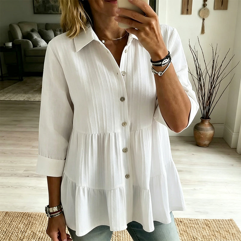 👚 Langarmshirt mit Kräuselstruktur für Damen – Feines Rüschen-Detail, weicher Stoff & vielseitig kombinierbar | Perfekt für Alltag, Büro & besondere Anlässe – Jetzt -50%!