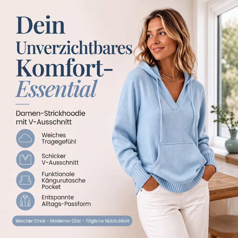 🧥 Legerer einfarbiger Kapuzenpullover mit V-Ausschnitt für Damen – Bequem, vielseitig & perfekt für jeden Tag | Ideal für Alltag, Freizeit & gemütliche Stunden – Jetzt -50%!