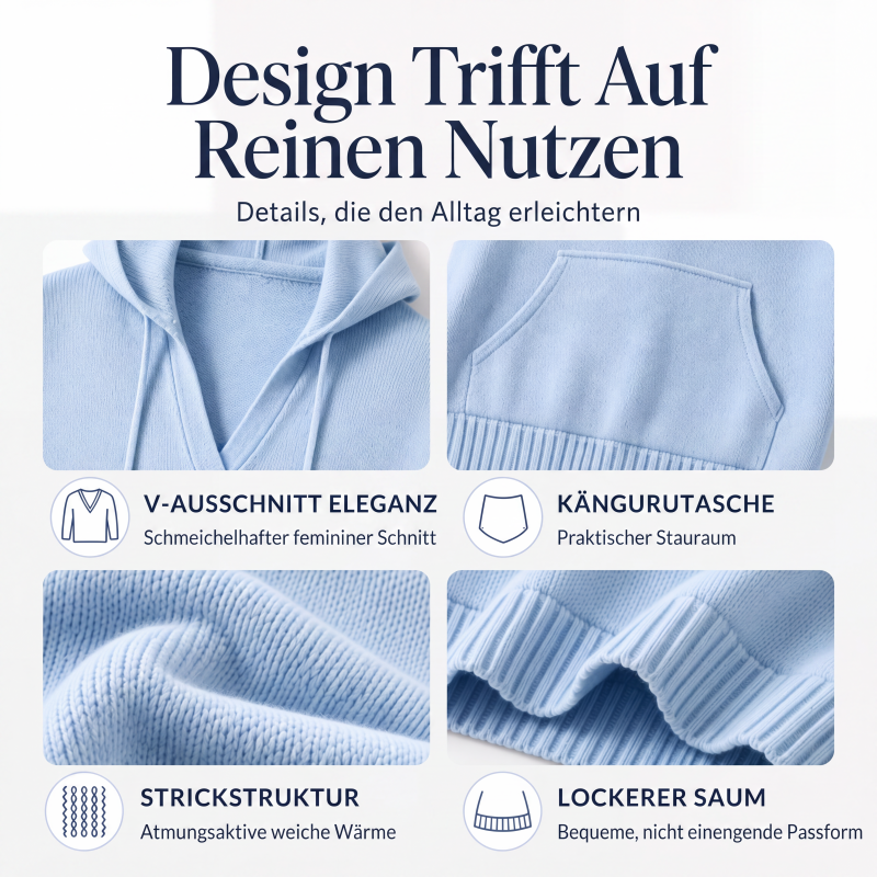 🧥 Legerer einfarbiger Kapuzenpullover mit V-Ausschnitt für Damen – Bequem, vielseitig & perfekt für jeden Tag | Ideal für Alltag, Freizeit & gemütliche Stunden – Jetzt -50%!