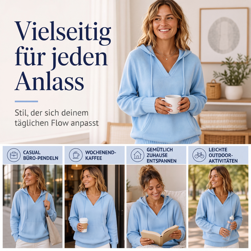 🧥 Legerer einfarbiger Kapuzenpullover mit V-Ausschnitt für Damen – Bequem, vielseitig & perfekt für jeden Tag | Ideal für Alltag, Freizeit & gemütliche Stunden – Jetzt -50%!