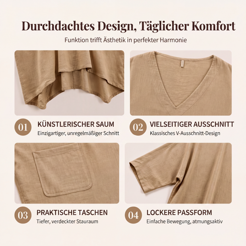 🏅 2000 Stück in 3 Tagen verkauft – schnell sein! Lockeres asymmetrisches V-Ausschnitt-Kleid für Damen