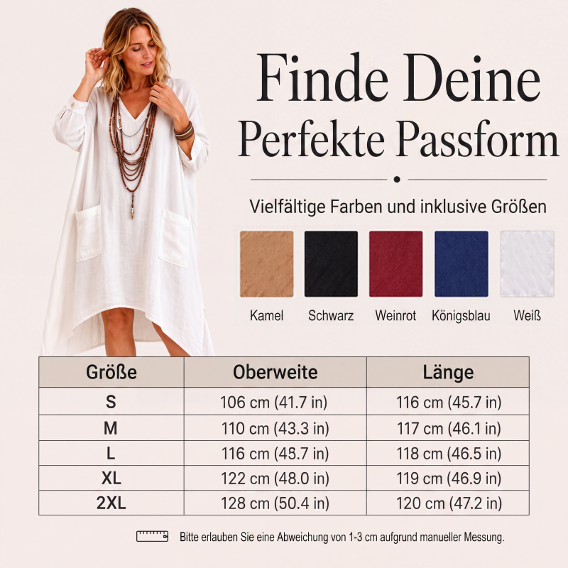 🏅 2000 Stück in 3 Tagen verkauft – schnell sein! Lockeres asymmetrisches V-Ausschnitt-Kleid für Damen