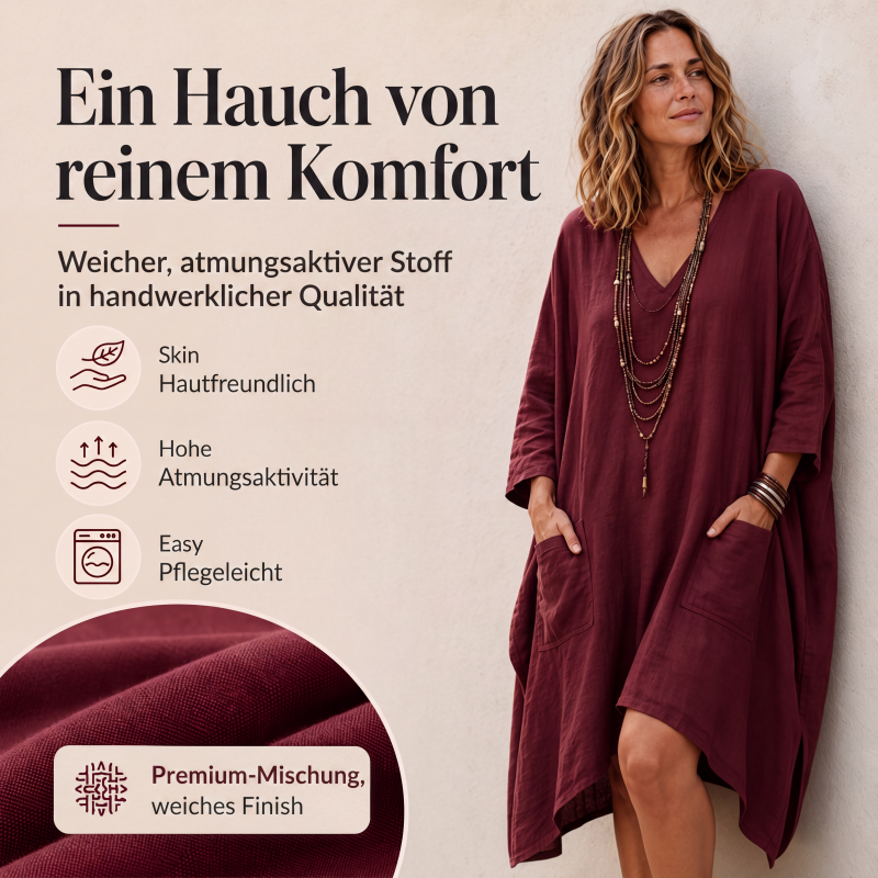🏅 2000 Stück in 3 Tagen verkauft – schnell sein! Lockeres asymmetrisches V-Ausschnitt-Kleid für Damen