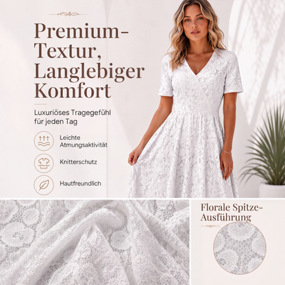 📢📢50%Rabatt!!!👗Elegantes Spitzenkleid mit V-Ausschnitt für Damen✨✨