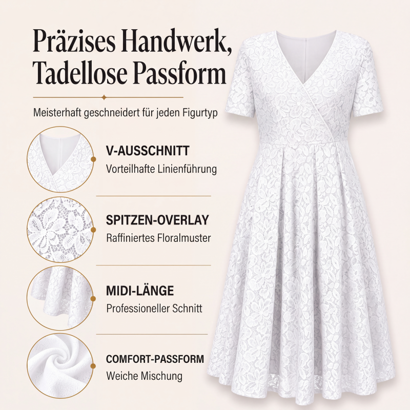 📢📢50%Rabatt!!!👗Elegantes Spitzenkleid mit V-Ausschnitt für Damen✨✨