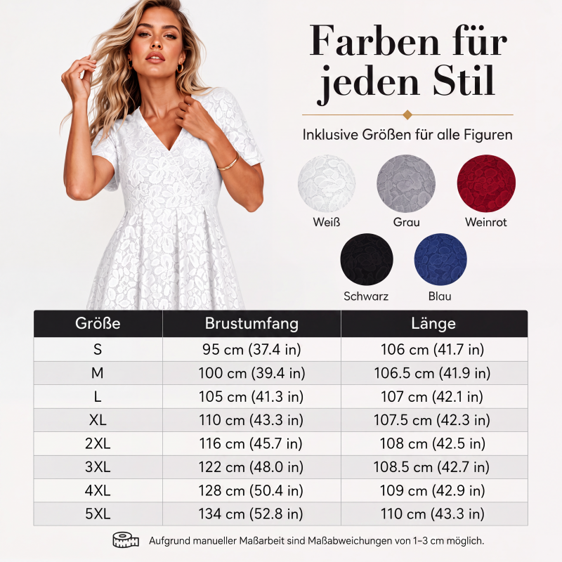 📢📢50%Rabatt!!!👗Elegantes Spitzenkleid mit V-Ausschnitt für Damen✨✨