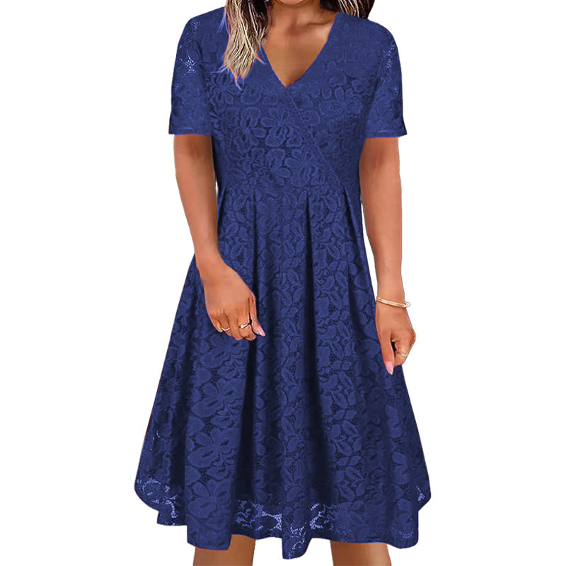 📢📢50%Rabatt!!!👗Elegantes Spitzenkleid mit V-Ausschnitt für Damen✨✨