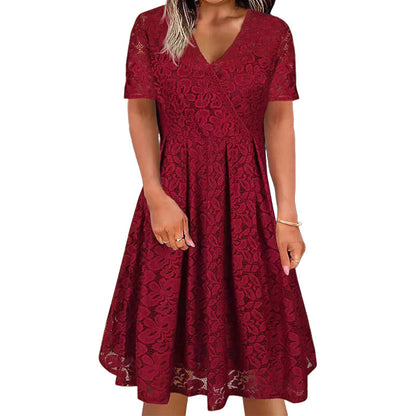 📢📢50%Rabatt!!!👗Elegantes Spitzenkleid mit V-Ausschnitt für Damen✨✨