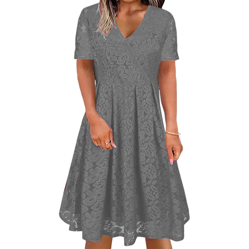 📢📢50%Rabatt!!!👗Elegantes Spitzenkleid mit V-Ausschnitt für Damen✨✨
