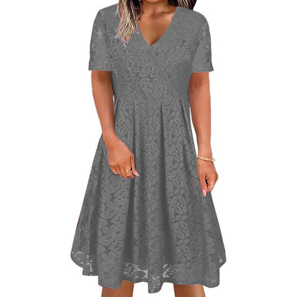 📢📢50%Rabatt!!!👗Elegantes Spitzenkleid mit V-Ausschnitt für Damen✨✨