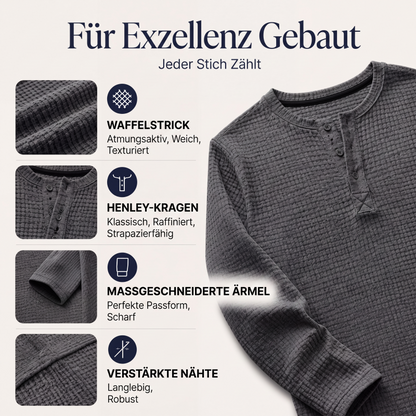📢📢50%Rabatt!!!✨🎉Langarm-Henley-Shirt aus Waffelstrick für Herren